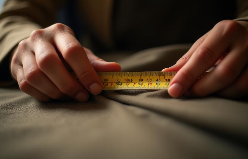 Image showing a tailor's hands meticulously measuring fabric