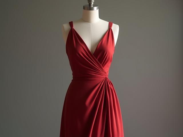 Image of a custom-made elegant evening dress on a mannequin